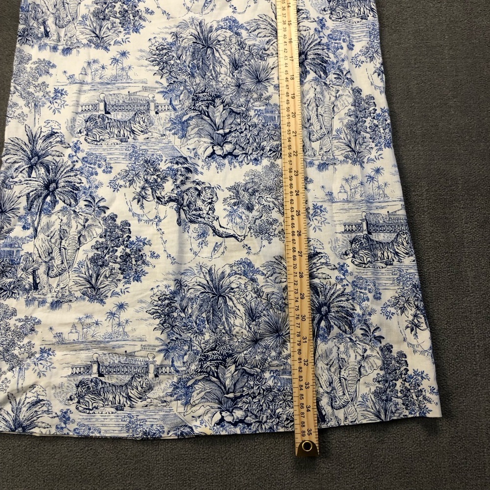 H&M Linen Blend safari Tiger Blue White Shift Dress Tie Sleeves size 2 - Picture 8 of 8